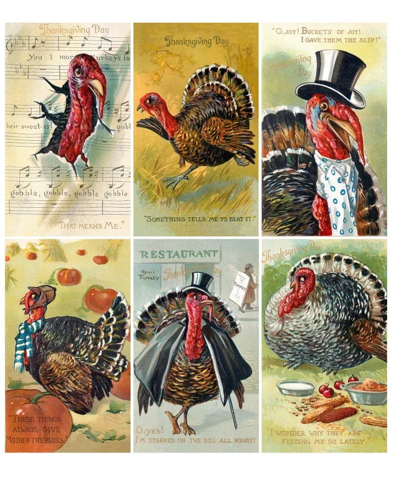 Free Thanksgiving Turkey Printables — The Art Scavenger within Free Vintage Thanksgiving Printables