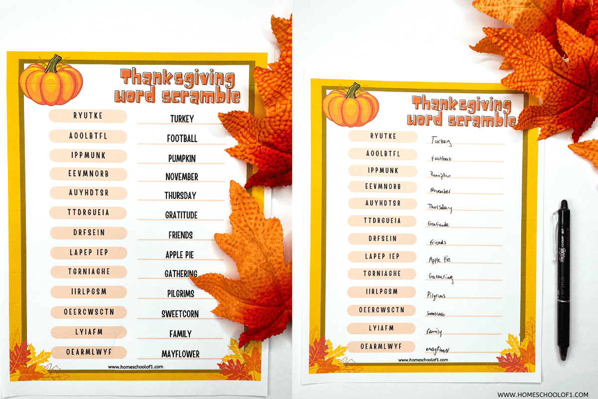 Free Thanksgiving Word Scramble Printable (With Answers) with regard to Thanksgiving Word Scramble With Answers Printable