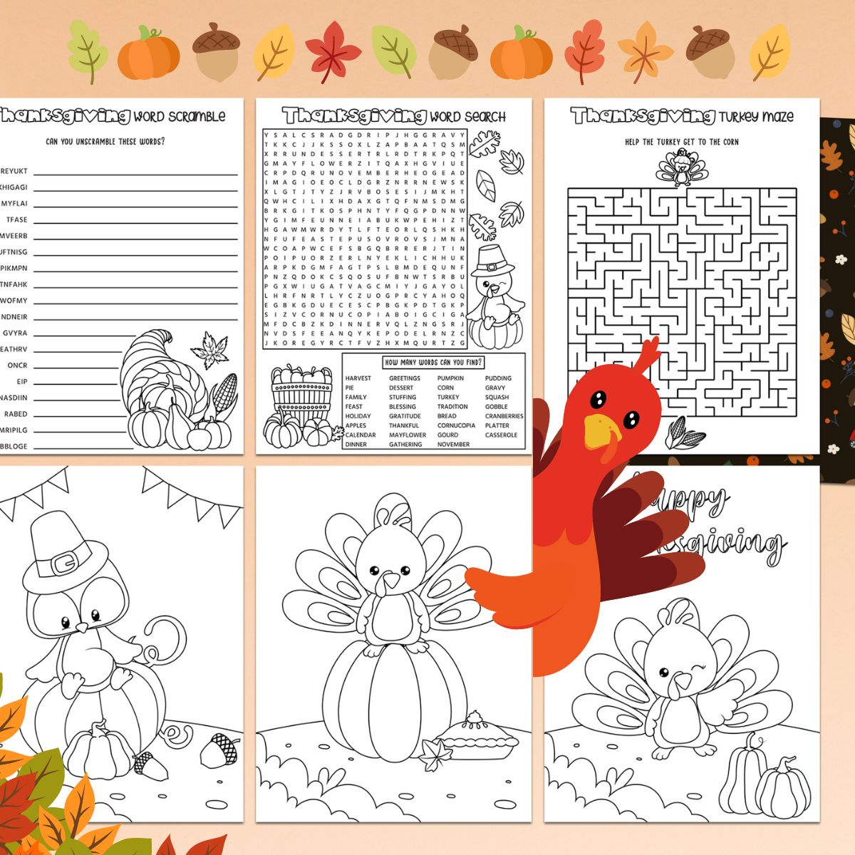 Free Thanksgiving Worksheets Pdf - Leap Of Faith Crafting in Thanksgiving Theme Worksheets