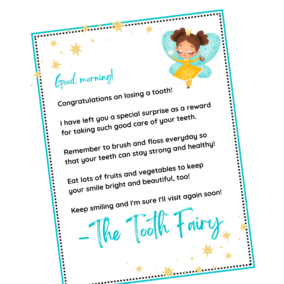 Free Tooth Fairy Letter Printable Your Kid Will Love in Tooth Fairy Late Letter Printable Free