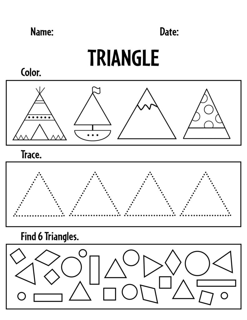 Free Triangle Worksheets For Preschool! ⋆ The Hollydog Blog inside Free Printable Triangle Worksheet