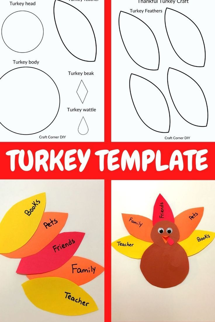 Free Turkey Template Kids Craft with regard to Thanksgiving Crafts Preschool Free Printable