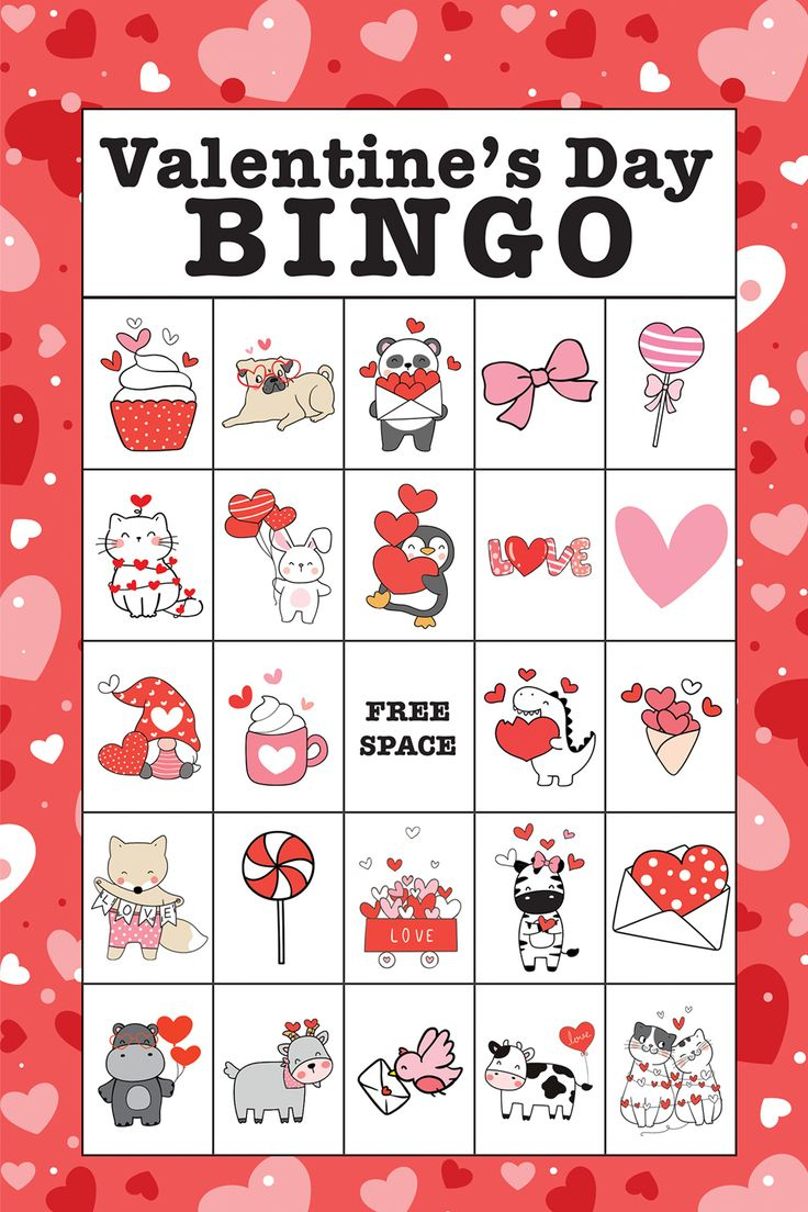 Free Valentine Bingo - Free Valentine Bingo Cards - 40 Unique Cards intended for Valentines Bingo Cards Free Printable