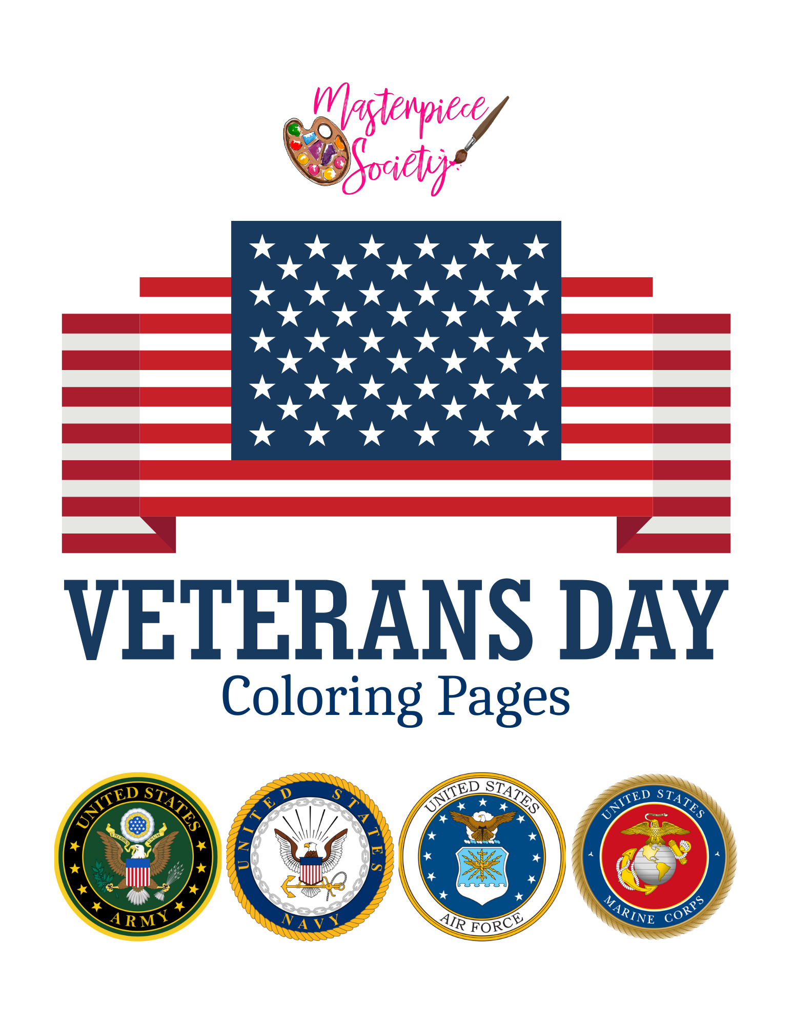Free Veterans Day Coloring Pages - Masterpiece Society pertaining to Free Printable Veterans Day Clipart