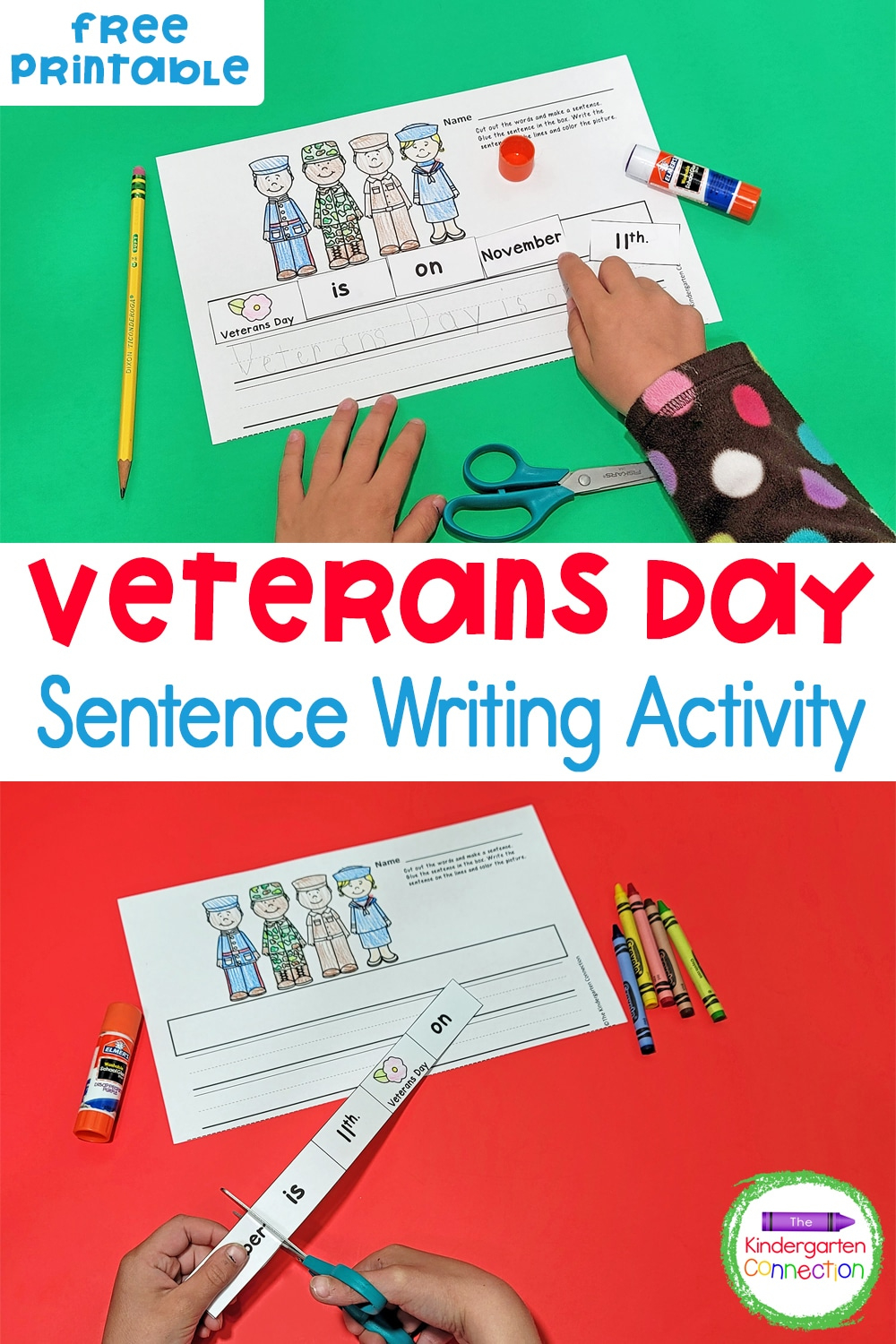 Free Veterans Day Sentence Writing Activity with regard to Veterans Day Printables For Kindergarten