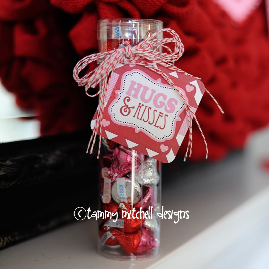 Freebie: Hugs And Kisses Valentine Free Printable Tag/Card — Pink pertaining to Hugs and Kisses Printable Tag