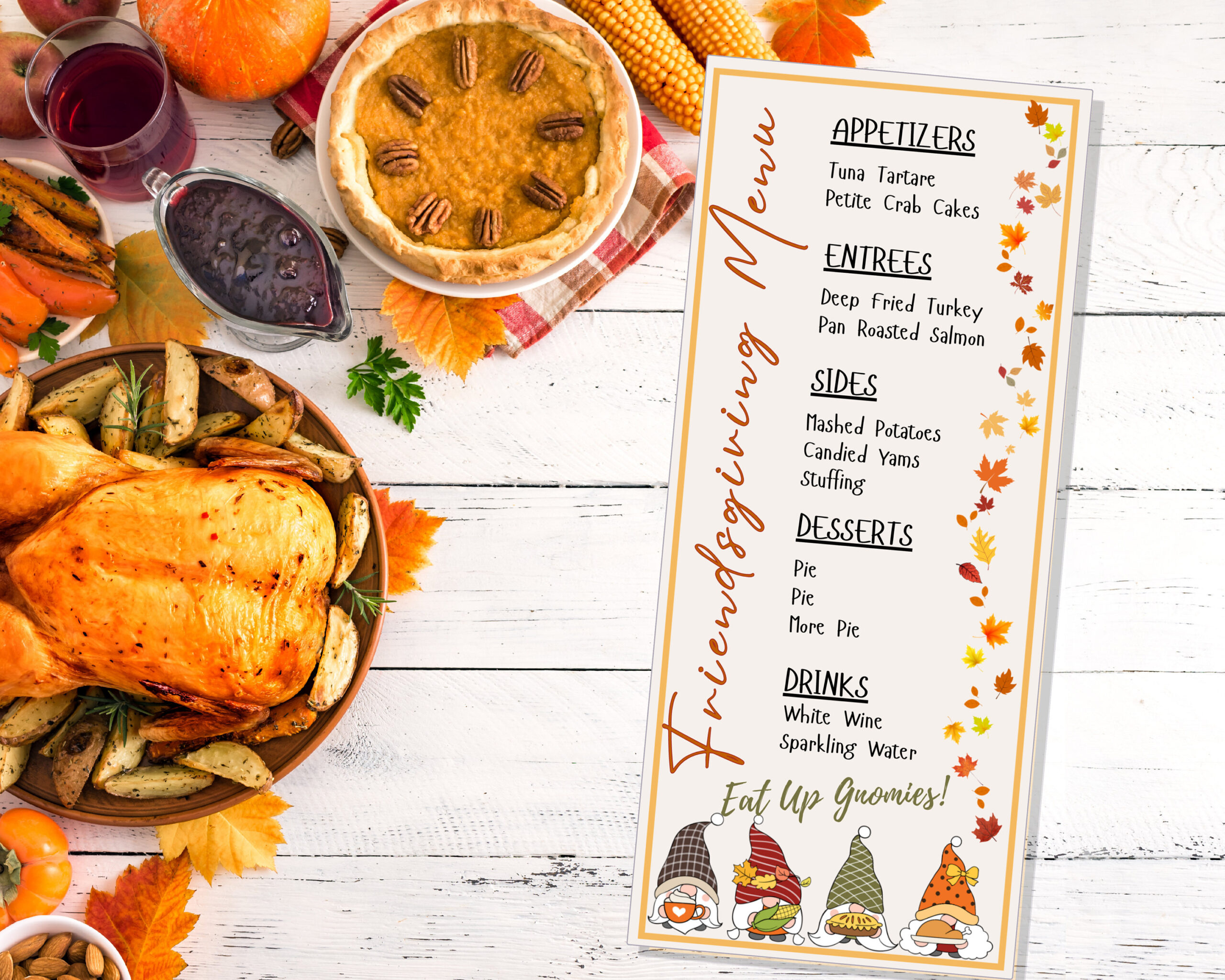 Friendsgiving Menu, Friendsgiving Ideas, Friendsgiving Dinner Menu in Thanksgiving Menu Template Template Lab