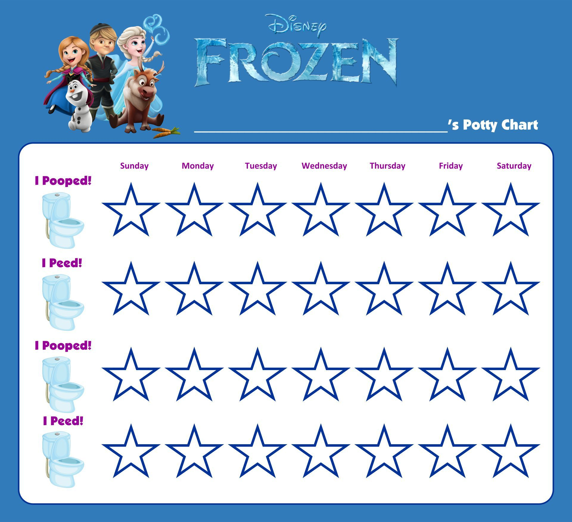 Frozen Potty Charts - 10 Free Pdf Printables | Printablee for Free Printable Frozen Potty Training Chart