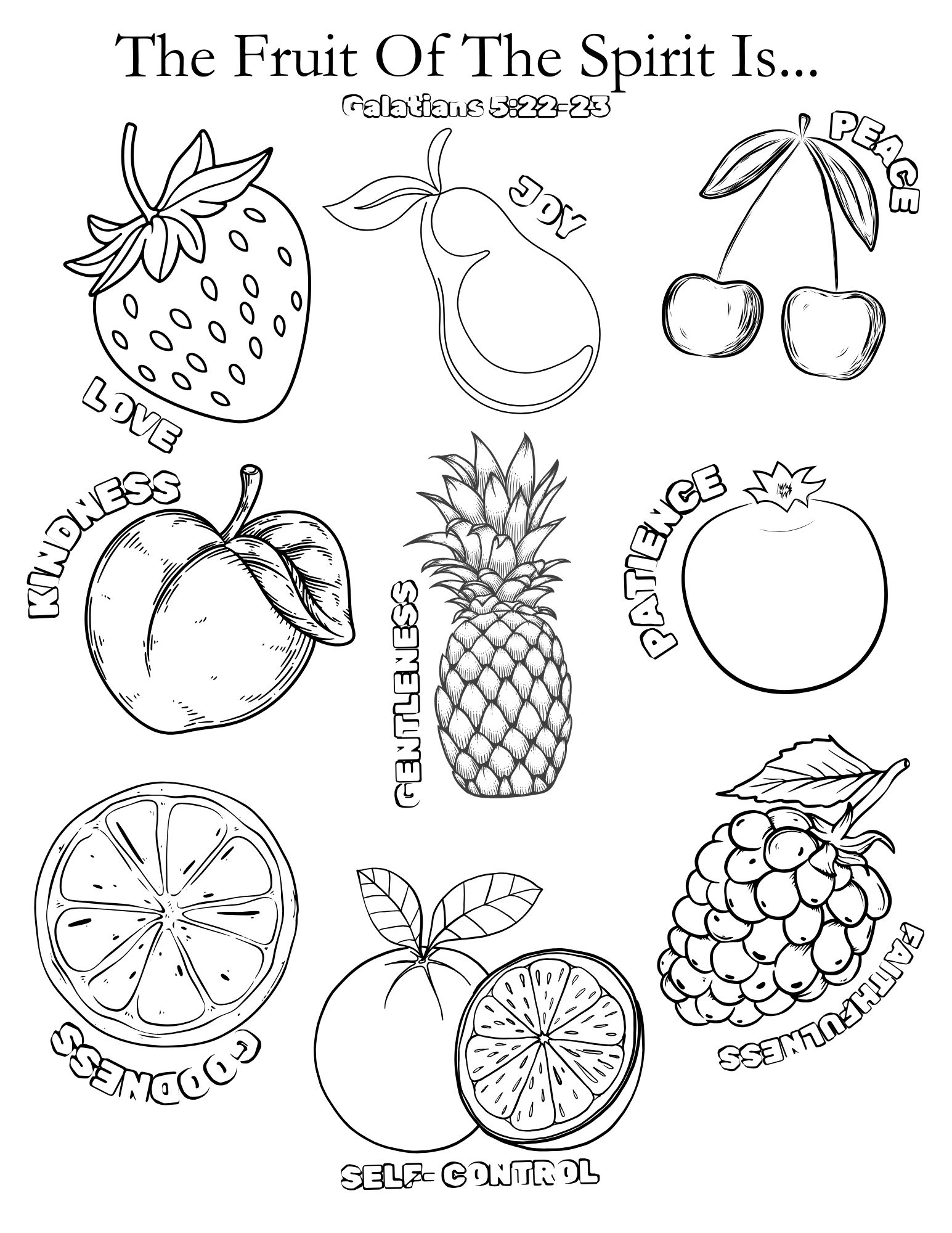 Fruit Of The Spirit Free Printable Coloring Pages - Rejoice About for Free Fruit Of The Spirit Printables