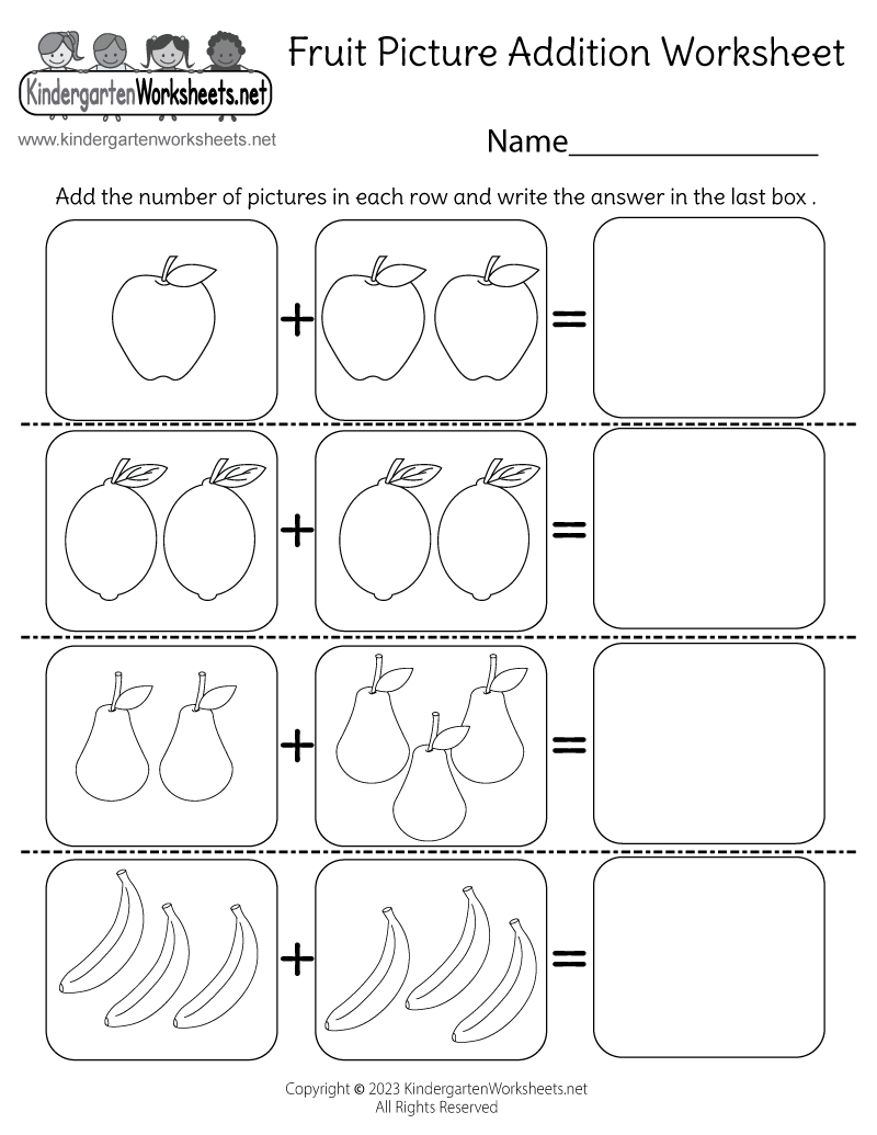 Fruit Picture Addition Worksheet - Free Printable, Digital, &amp;amp; Pdf for Add And Match Picture Addition Worksheet