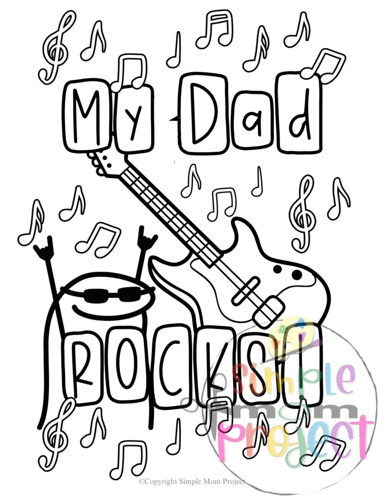 Fun And Free My Dad Rocks Printable Coloring Page - Simple Mom Project in My Dad Rocks Free Printable