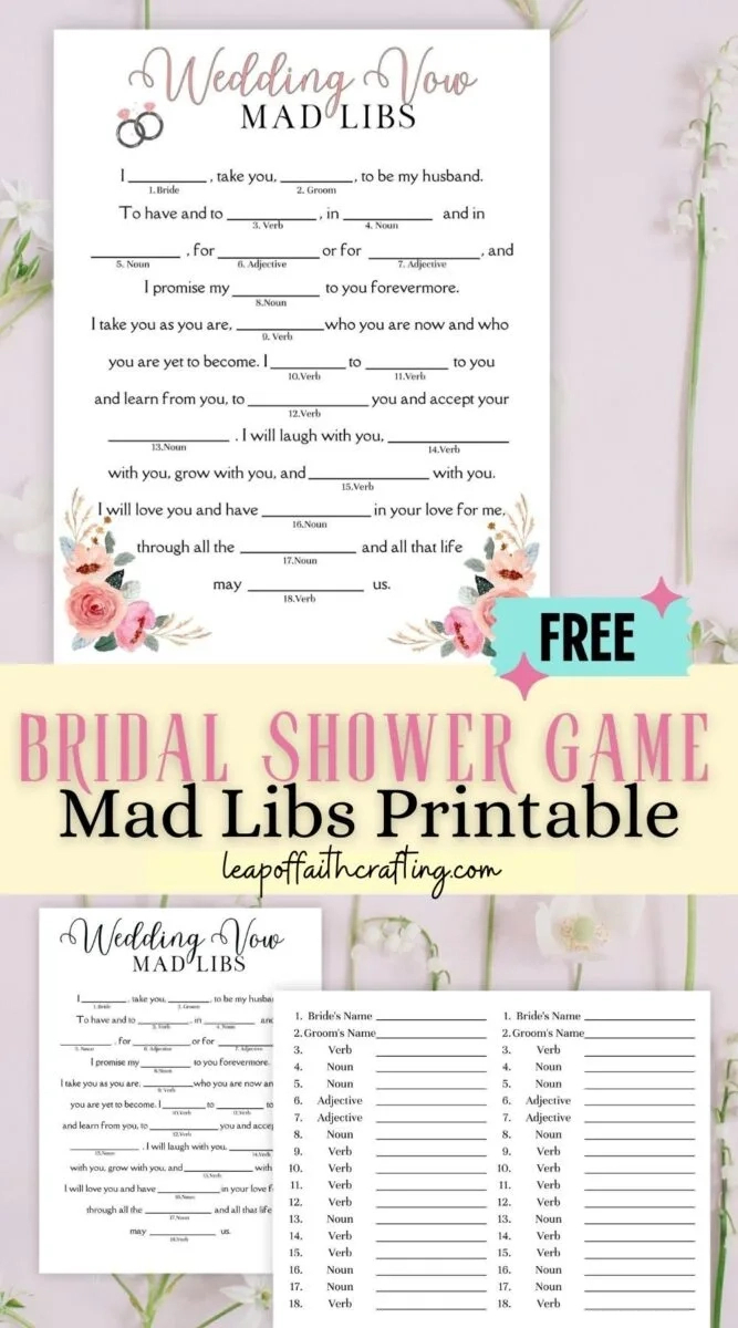Fun Mad Libs For Bridal Shower Free Printable - Leap Of Faith Crafting throughout Free Printable Funny Wedding Mad Libs Template