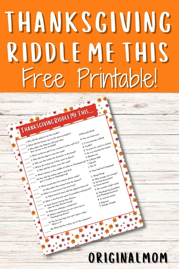 Fun Thanksgiving Riddle Me This Free Printable - Originalmom regarding Free Printable Thanksgiving Riddles