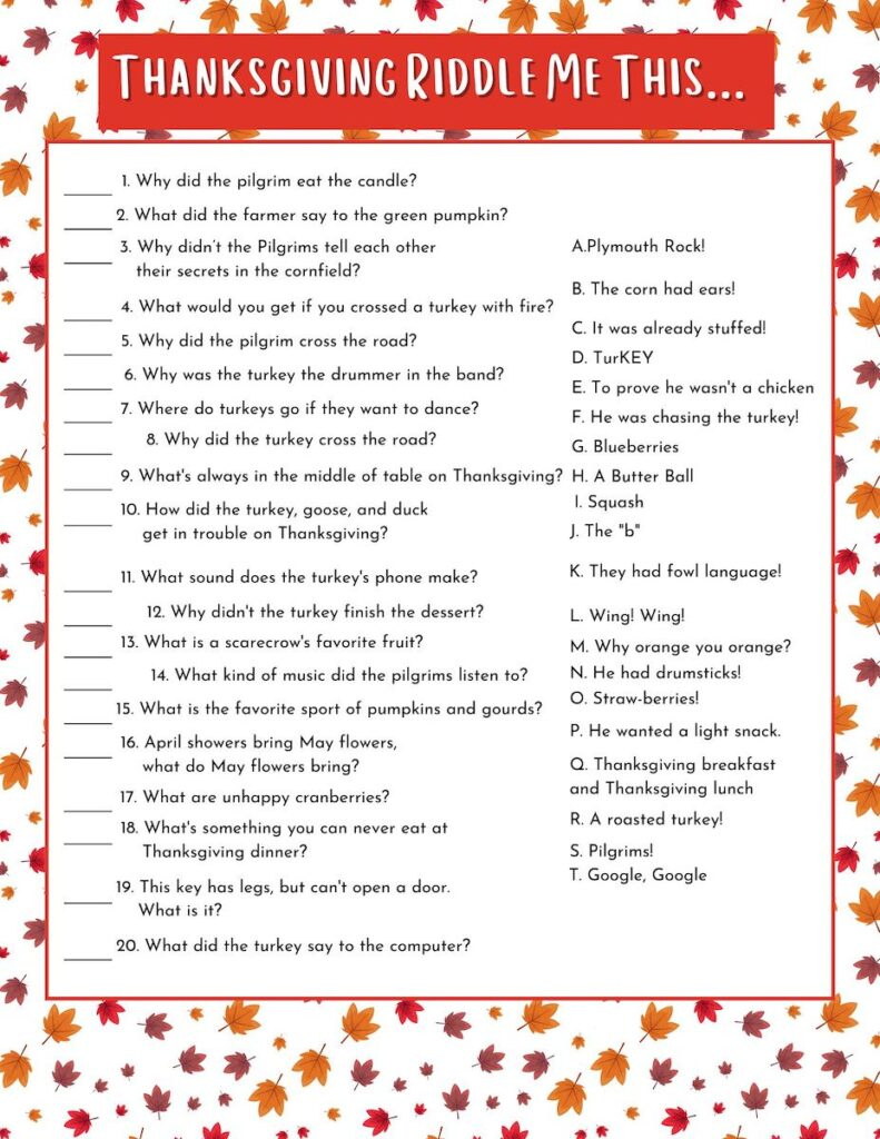 Fun Thanksgiving Riddle Me This Free Printable - Originalmom regarding Thanksgiving Riddles With Answers Printable