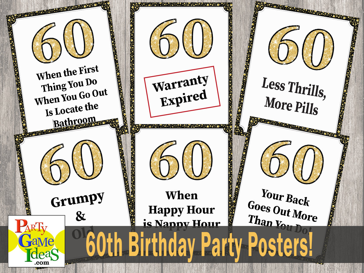 Funny 60Th Birthday Party Posters, Printable Birthday Silly Jokes regarding Free 60Th Birthday Printables