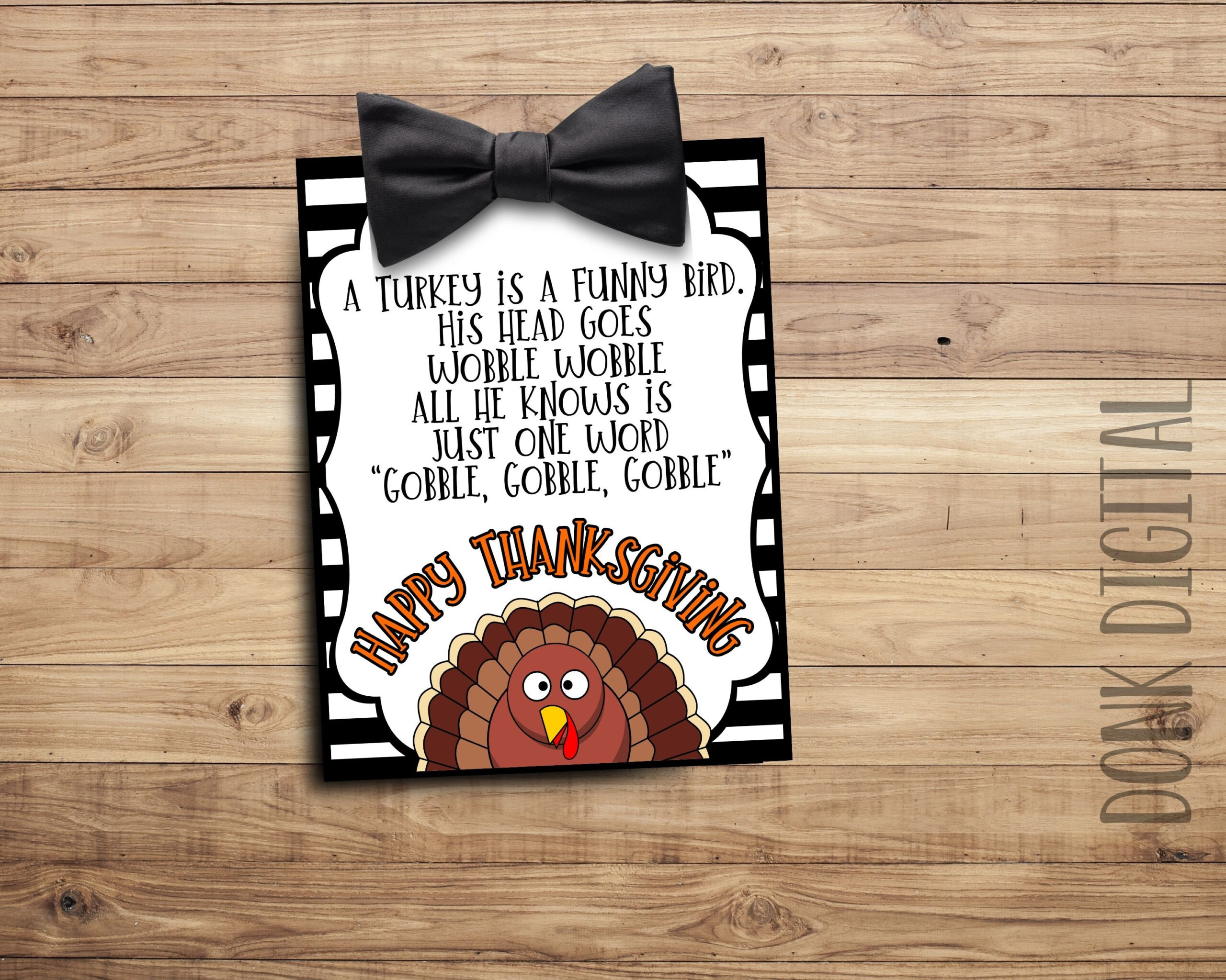 Funny Turkey Poem Tag: Thanksgiving Favor (Pdf) - Etsy inside Gobble Gobble Thanksgiving Poem