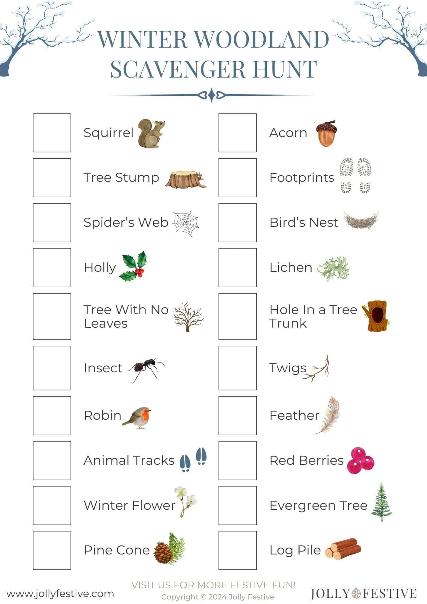 Get Outdoors: Free Winter Scavenger Hunt Printables - Jolly inside Free Printable Winter Scavenger Hunt