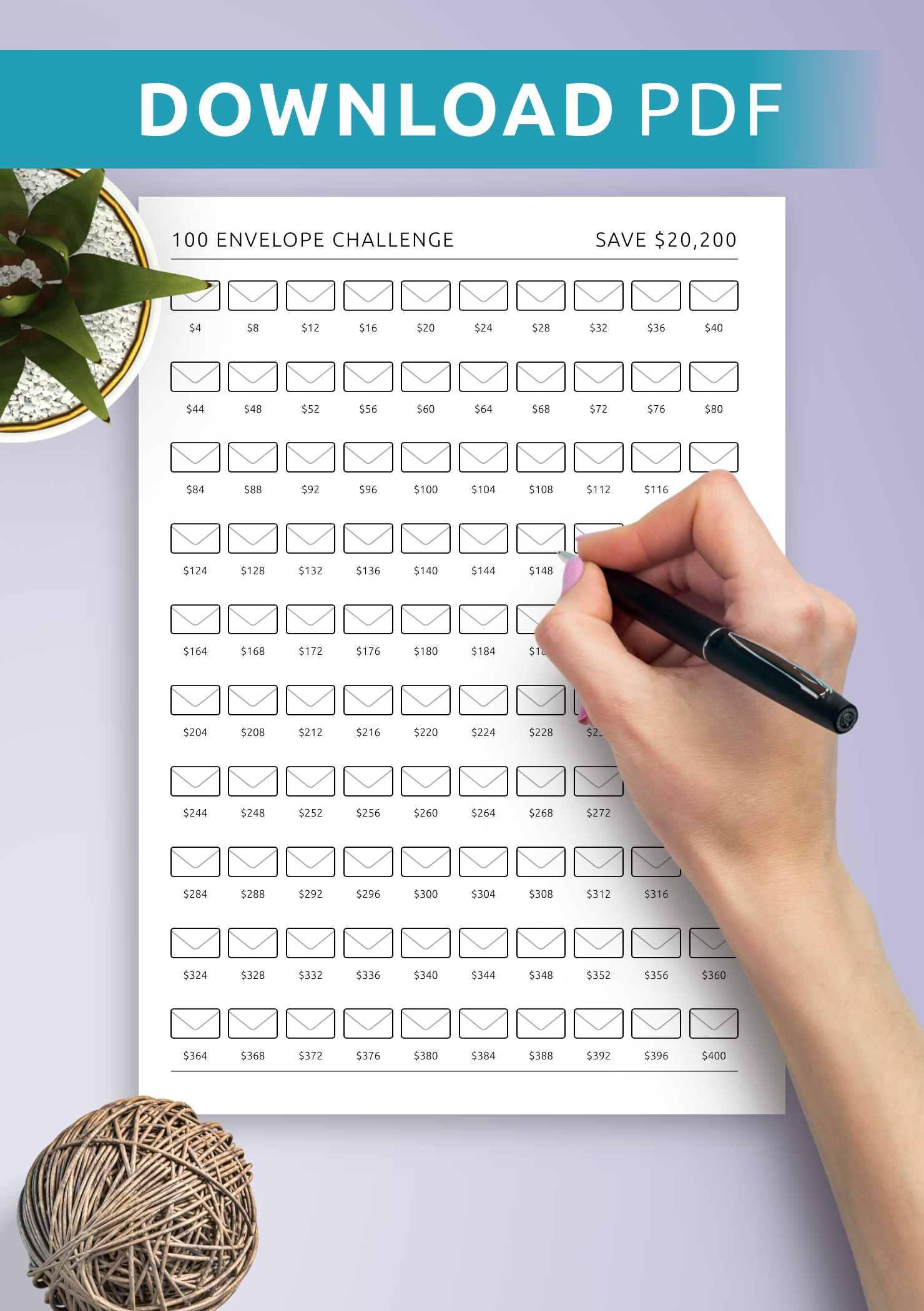 Get Printable And Digital 100 Envelope Challenge Pdf For for Printable 100 Envelope Challenge Chart