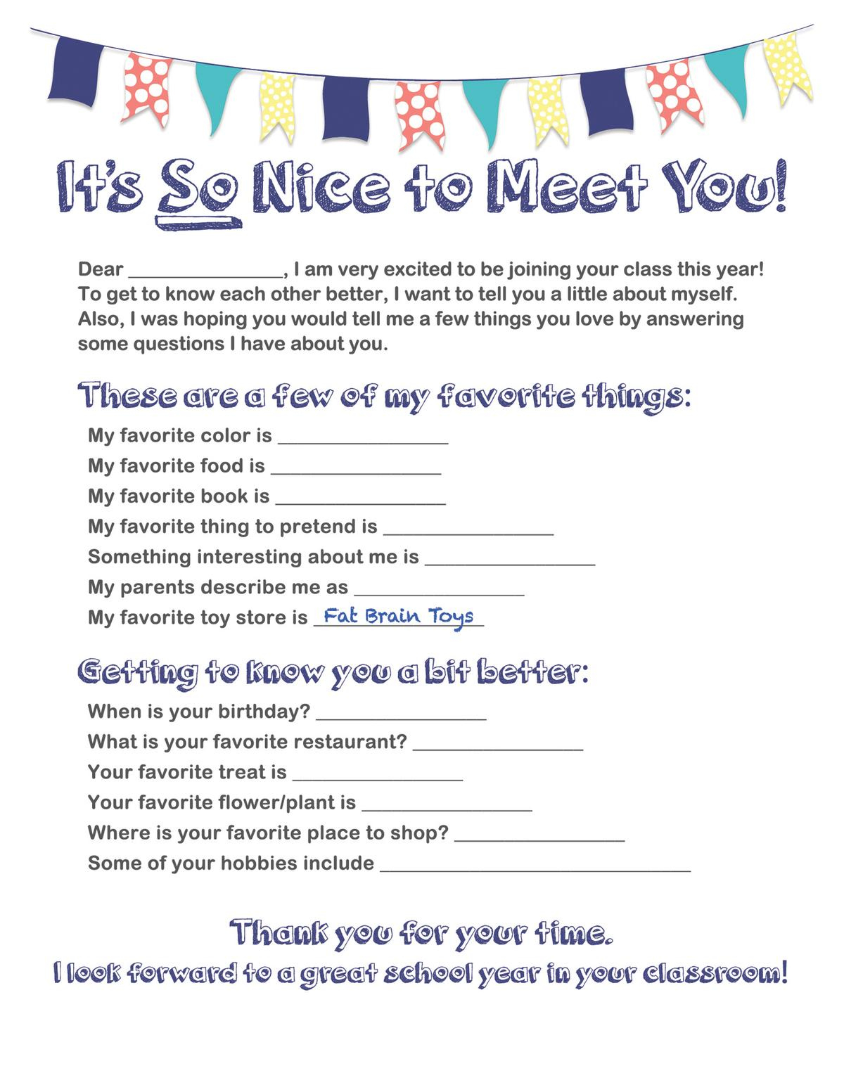Get To Know Your New Teacher - Free Printable regarding Get To Know Your Teacher Questions Free Printable
