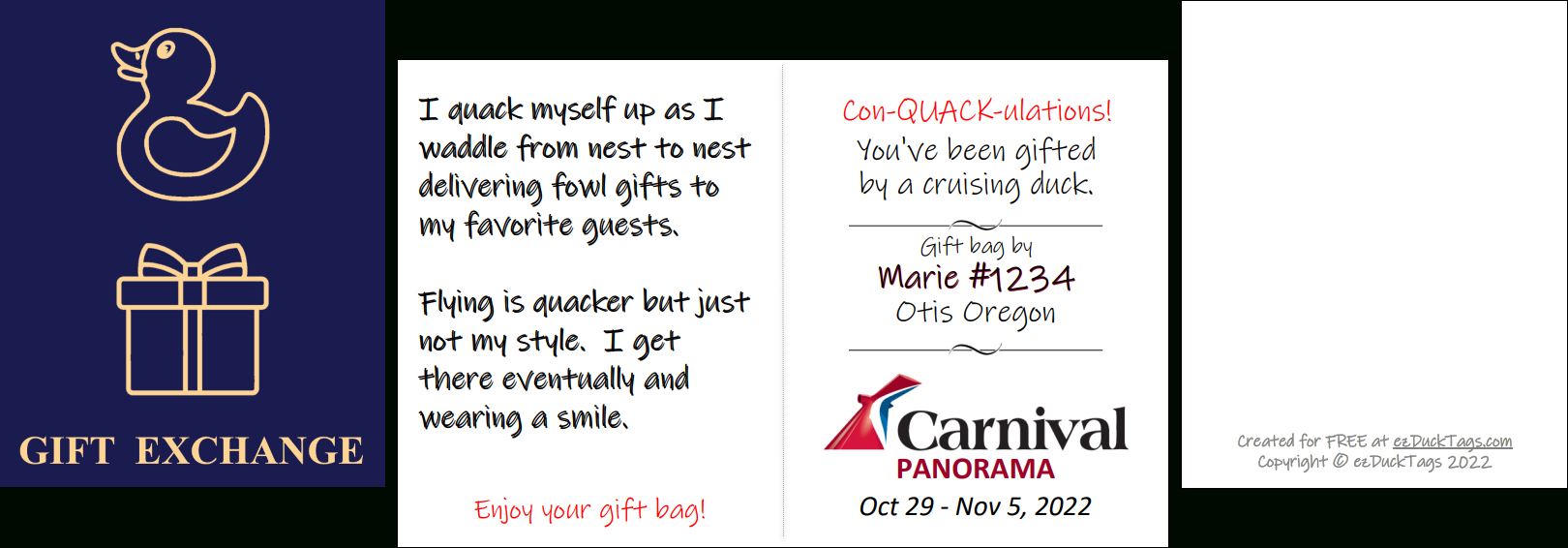 Gift Exchange Tags | Ezducktags with Cruise Gift Exchange Tags Free Printable