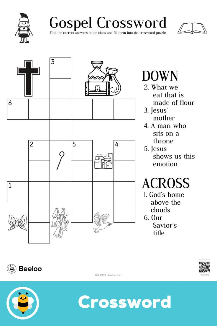 Gospel Crossword in Children&amp;amp;#039;s Bible Crosswords Printable
