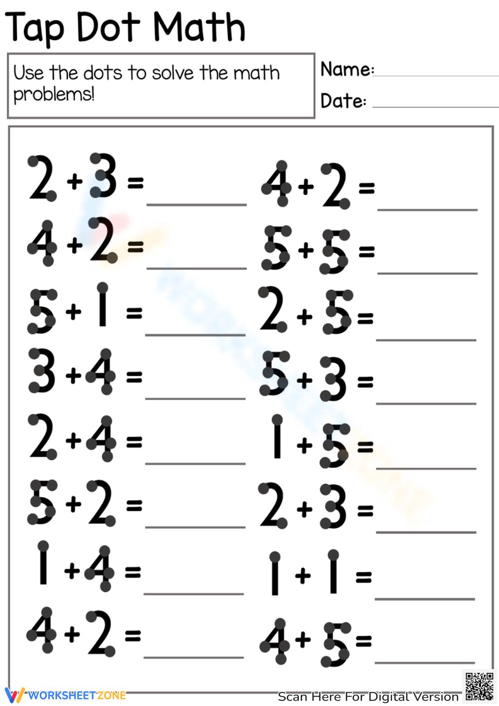 Grade 1 Touch Math Worksheets for Free Printable Touch Math Addition Worksheets