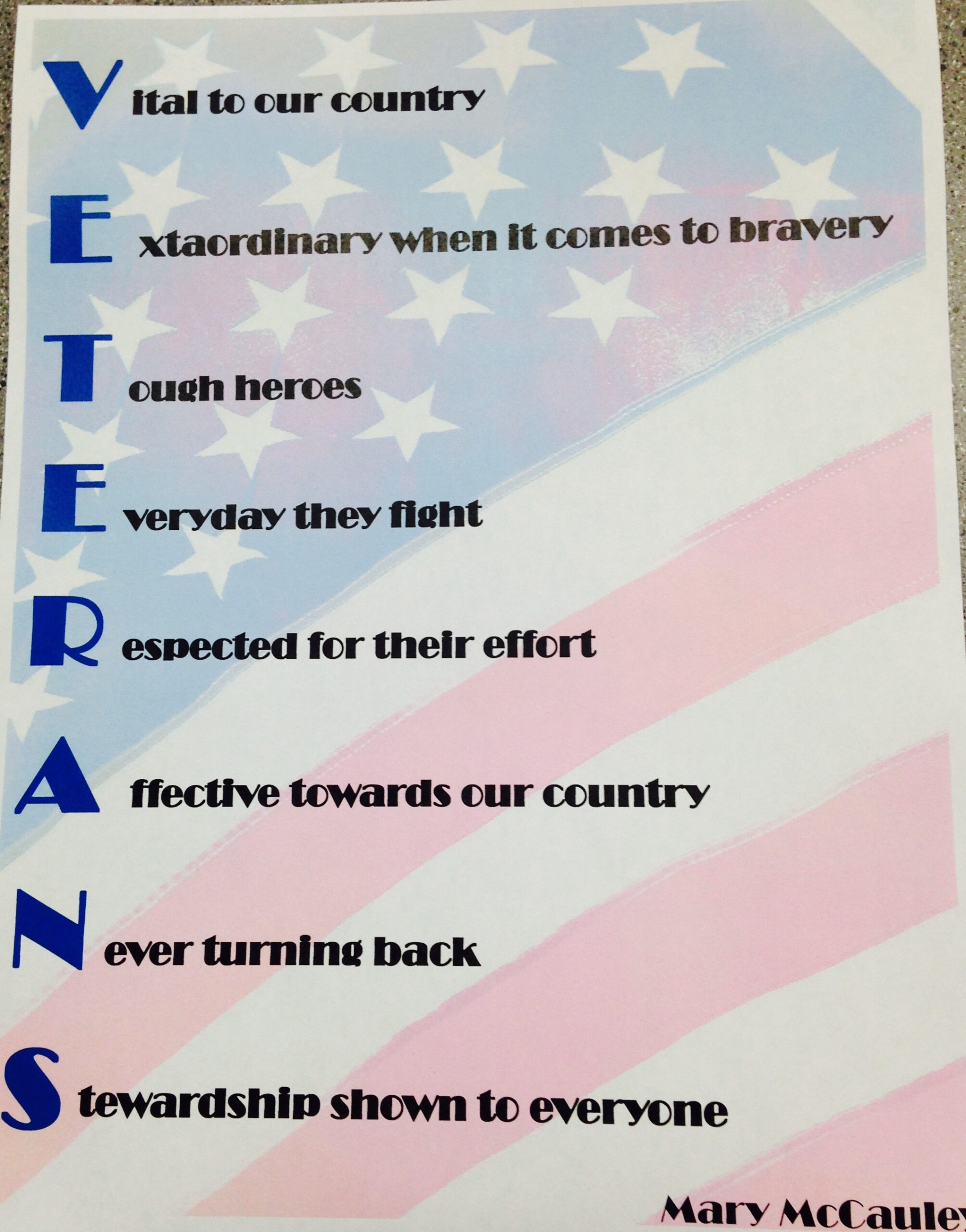 Grade Six | Mrs. Lyons Site for Veterans Day Acrostic Poems