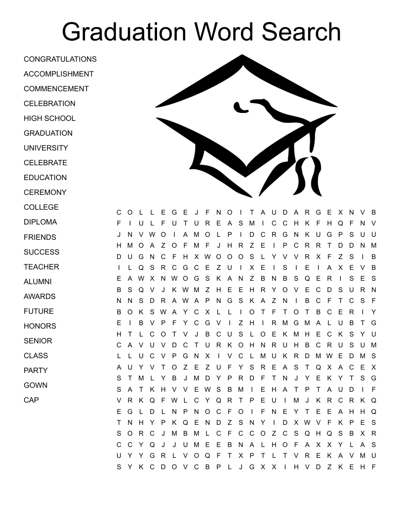 Graduation Word Search - Wordmint pertaining to Graduation Word Search Free Printable