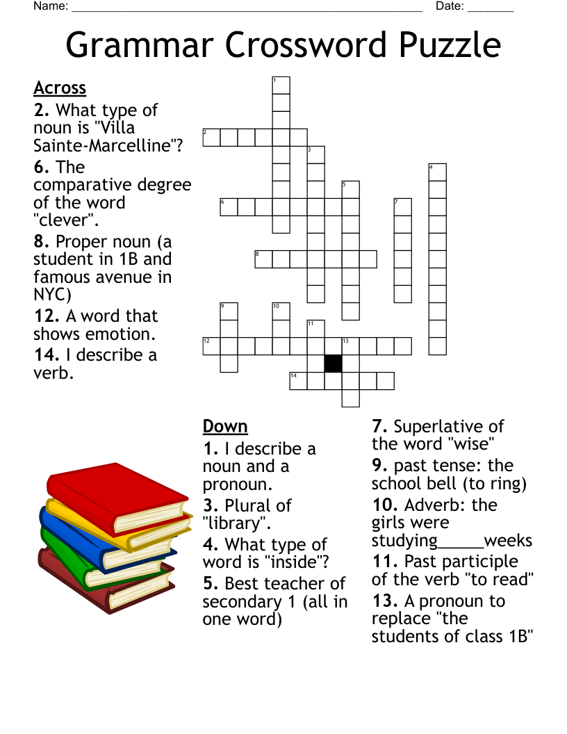 Grammar Crossword Puzzle - Wordmint within Printable English Crossword Puzzles With Answers