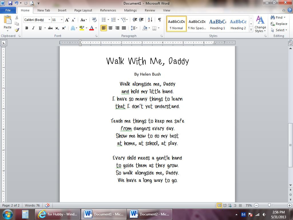 Grits &amp;amp; Giggles: Walk With Me, Daddy {Tutorial} in Walk With Me Daddy Poem Free Printable