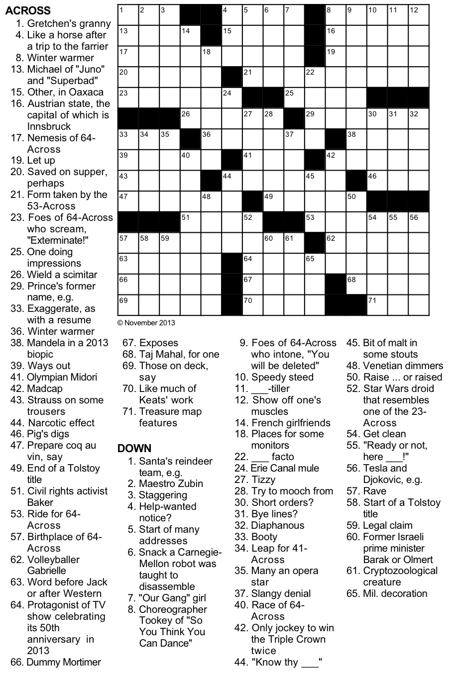 Guess Who? Crossword Puzzle with Intermediate Printable Crossword Puzzles