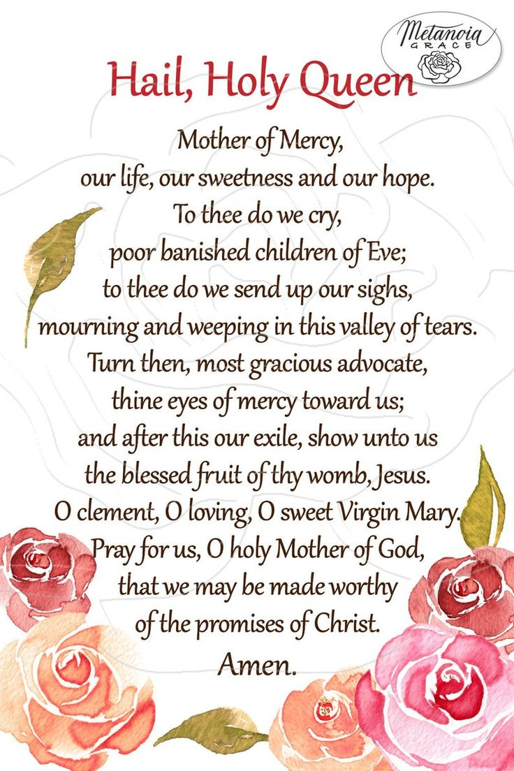 Hail Holy Queen Prayer Card, Printable Mother Of Mercy Prayer with regard to Free Printable Hail Holy Queen Prayer