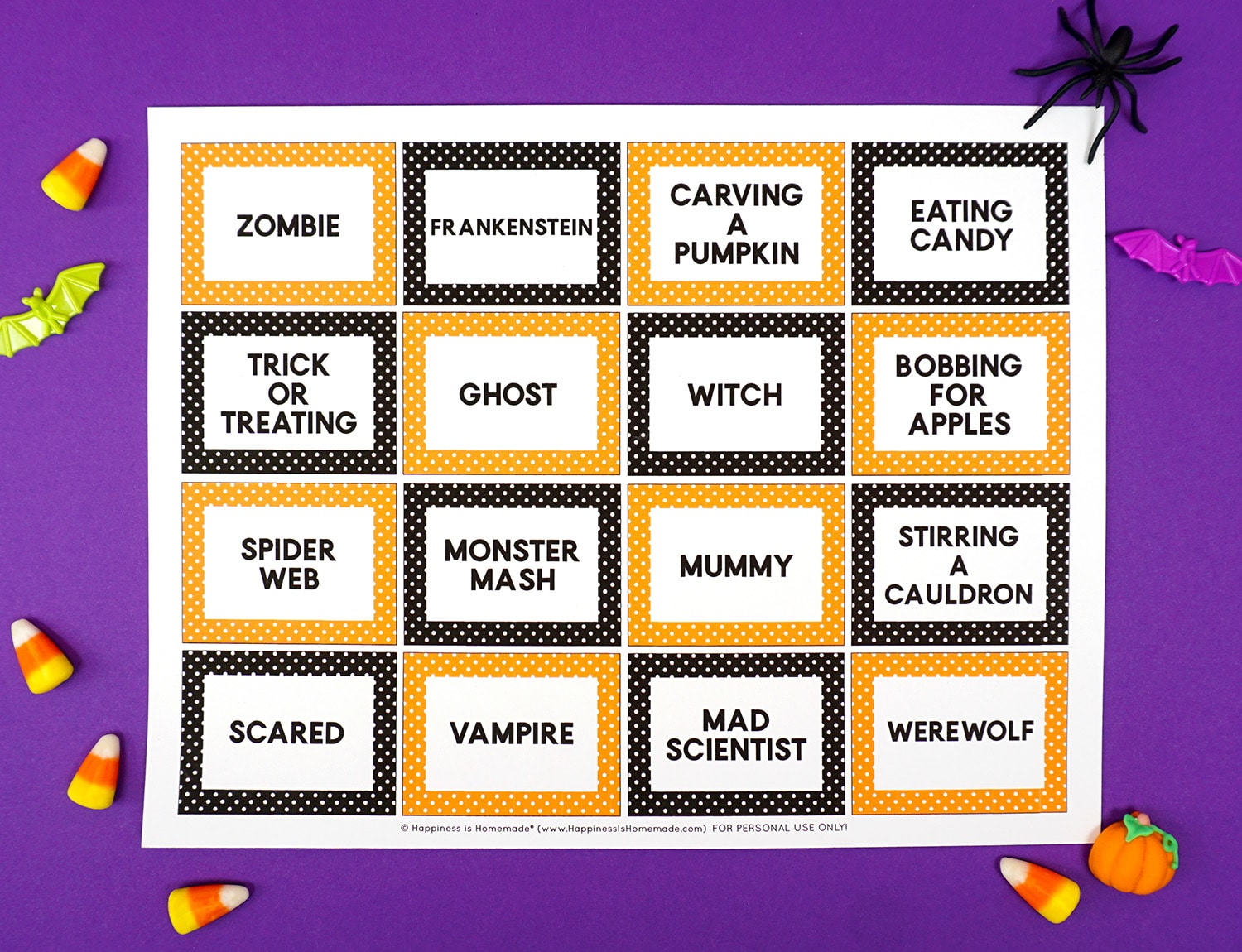 Halloween Charades Game Cards - Happiness Is Homemade for Halloween Charades Free Printable