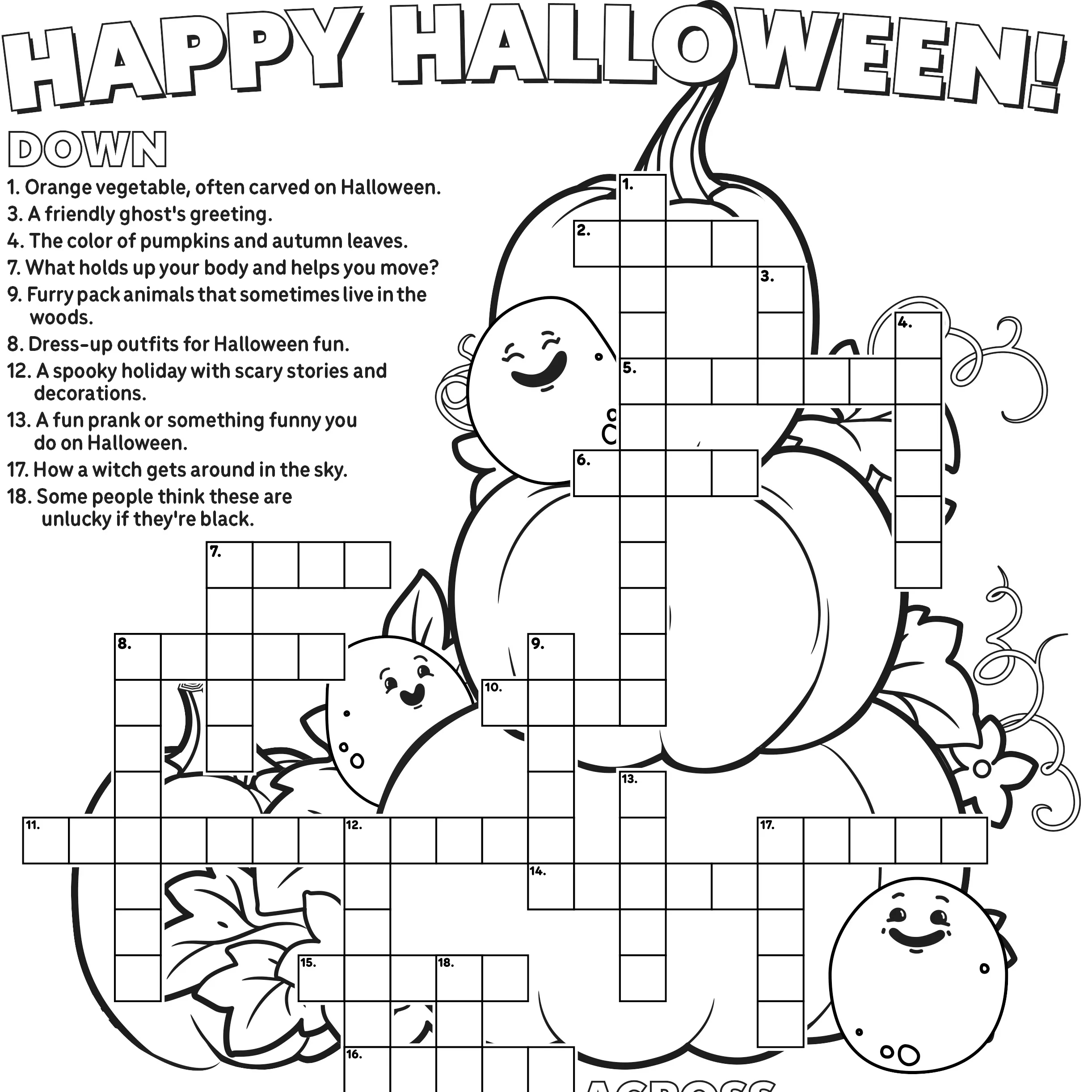 Halloween Crossword For Kids (Free Printable) for Crossword Puzzles Halloween Printable