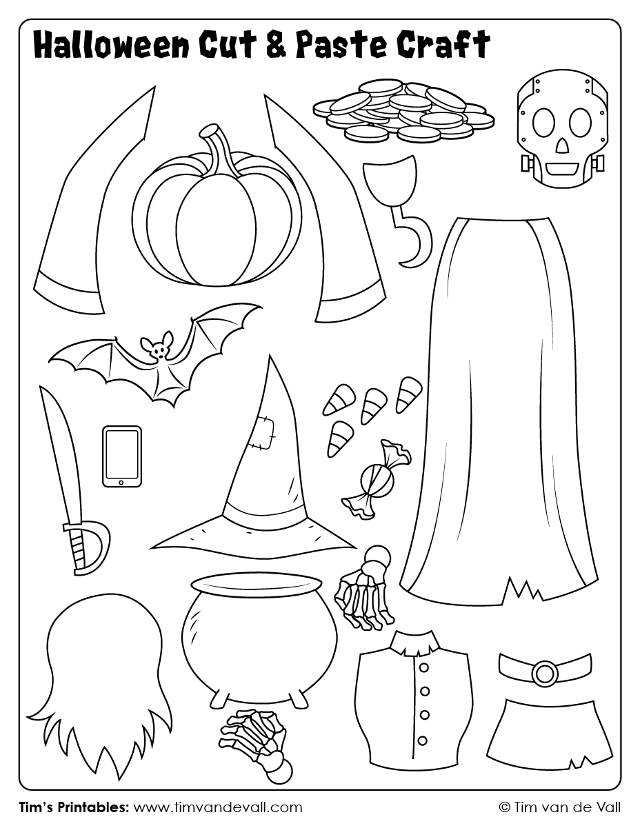 Halloween-Cut-And-Paste-Craft-03 – Tims Printables - Worksheets throughout Cut and Paste Halloween Printables