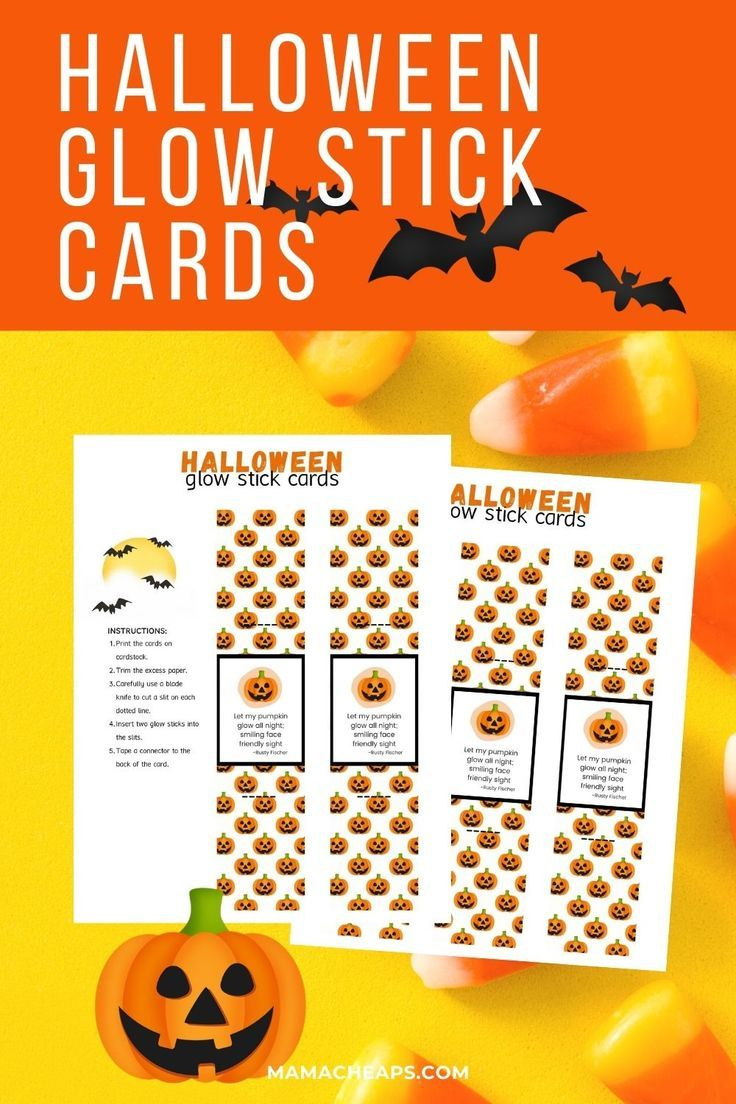 Halloween Glow Stick Cards intended for Free Halloween Glow Stick Printable