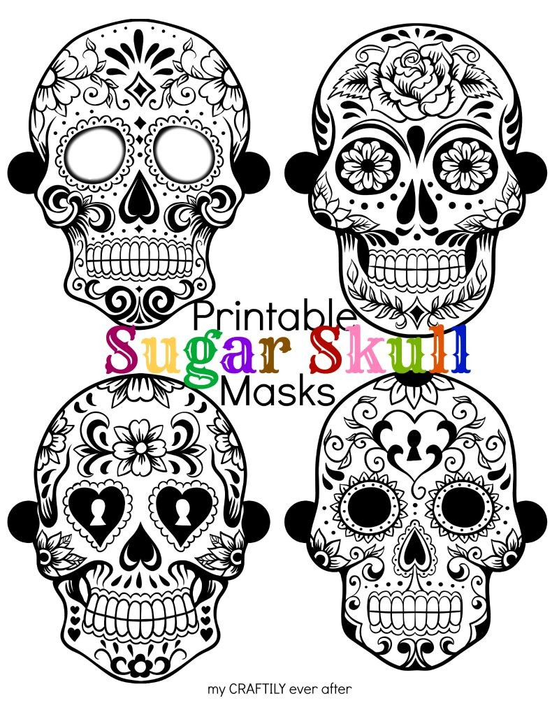 Halloween: Printable Sugar Skull Masks - See Vanessa Craft for Day of the Dead Printable Masks