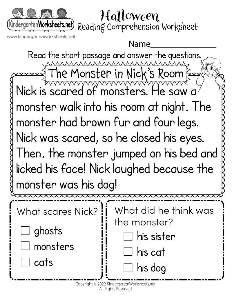 Halloween Reading Comprehension Worksheet - Free Printable within Free Printable Maze Reading Passages