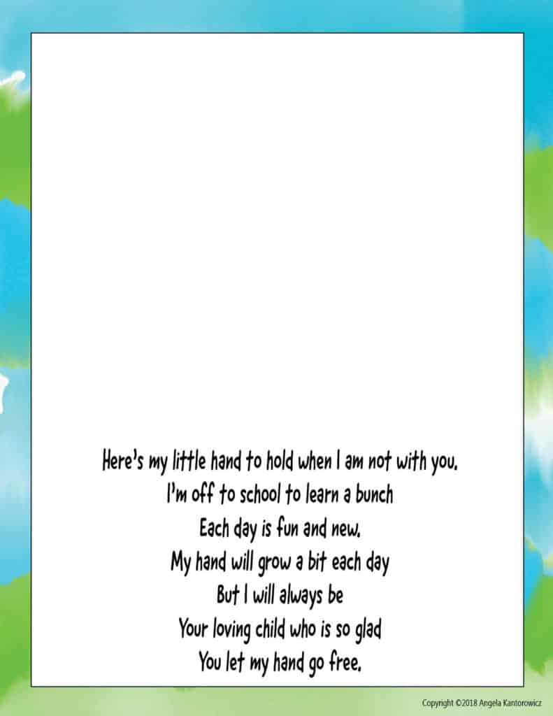 Hand Poem Activity For Back-To-School | Making The Basics Fun in Free Printable First Day Of Preschool Handprint Poem