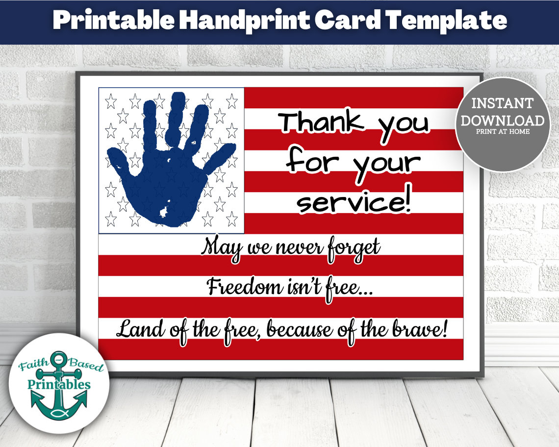 Handabdruck Karte Für Veteranen Danke Für Ihren Service Happy inside Thank You Veterans Printable