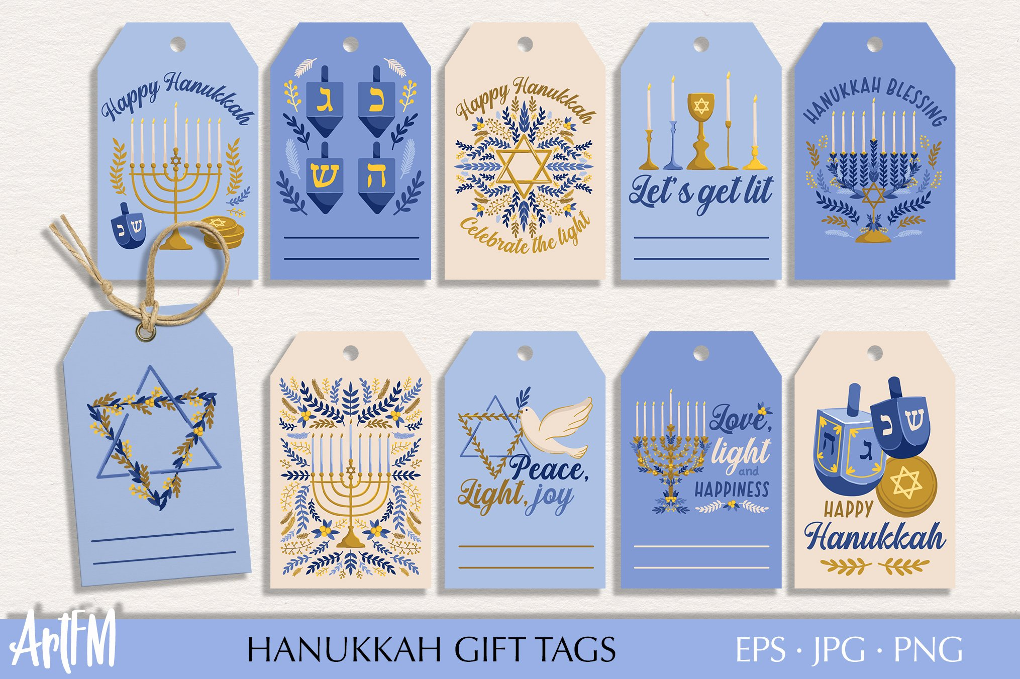 Hanukkah Gift Tags | Hanukkah Packages Png for Hanukkah Gift Tags Printable