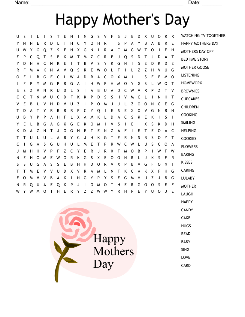 Happy Mothers Day Word Search - Wordmint - Worksheets Library throughout Mother's Day Word Search Printable