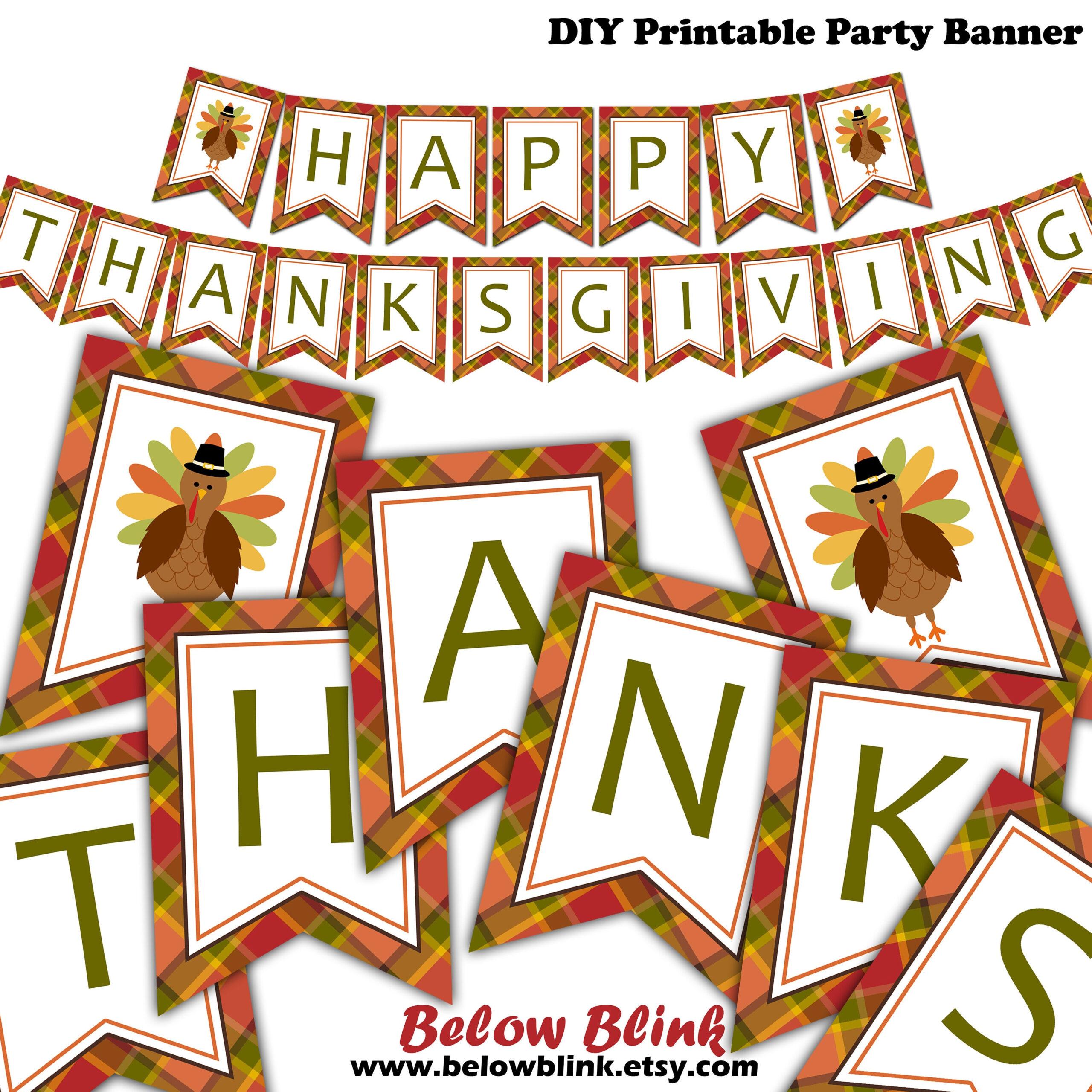 Happy Thanksgiving Banner, Druckbare Herbst Banner, Thanksgiving regarding Happy Thanksgiving Printable Banner