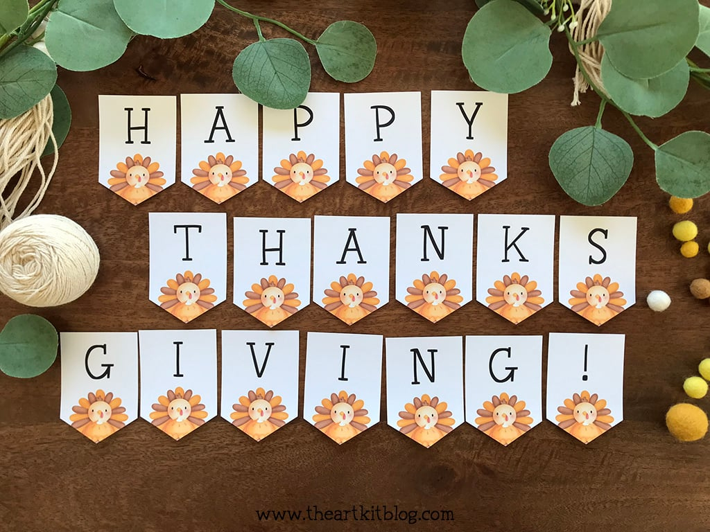 Happy Thanksgiving Banner {Free Printable!} - The Art Kit intended for Happy Thanksgiving Printable Letters