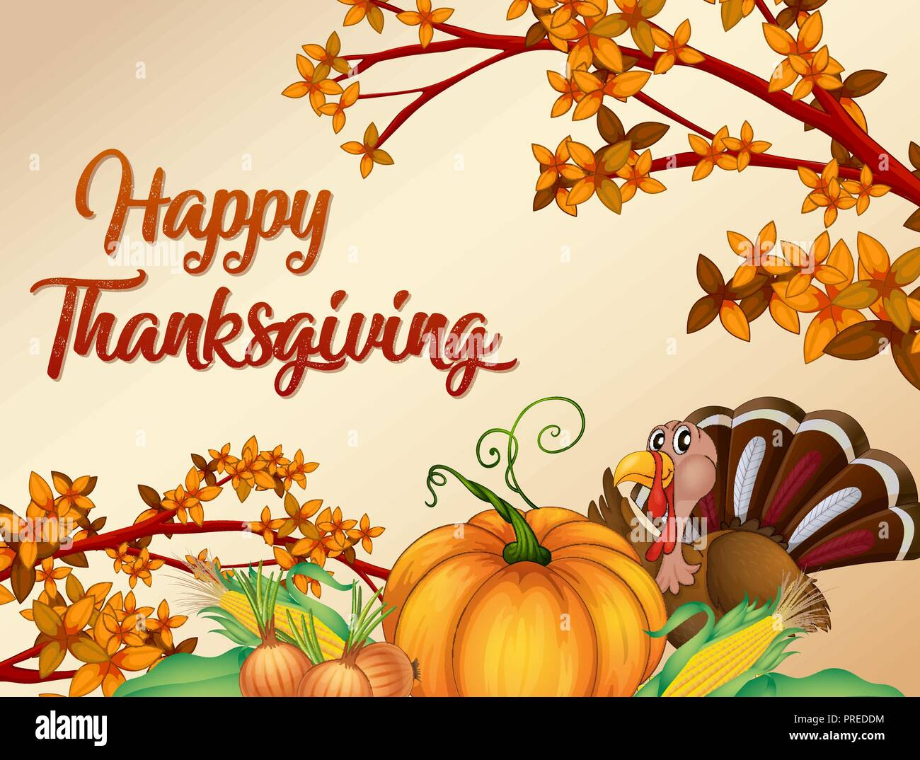 Happy Thanksgiving Card Template Illustration Stock Vector Image in Happy Thanksgiving Card Printable