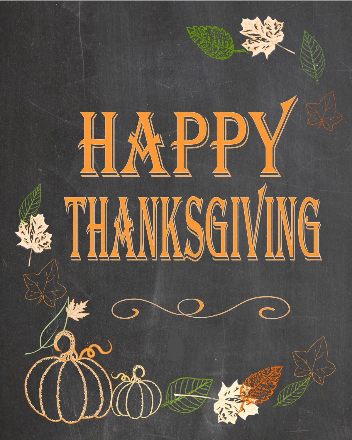 Happy Thanksgiving Chalkboard Poster, Sign - Yard Sign Instant with Thanksgiving Chalkboard Menu Template