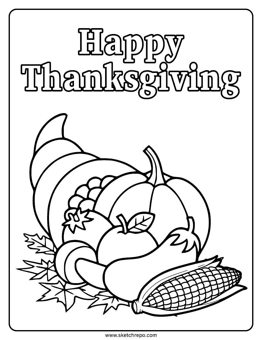 Happy Thanksgiving Coloring Page - Sketch Repo intended for Thanksgiving Printable Pictures to Color