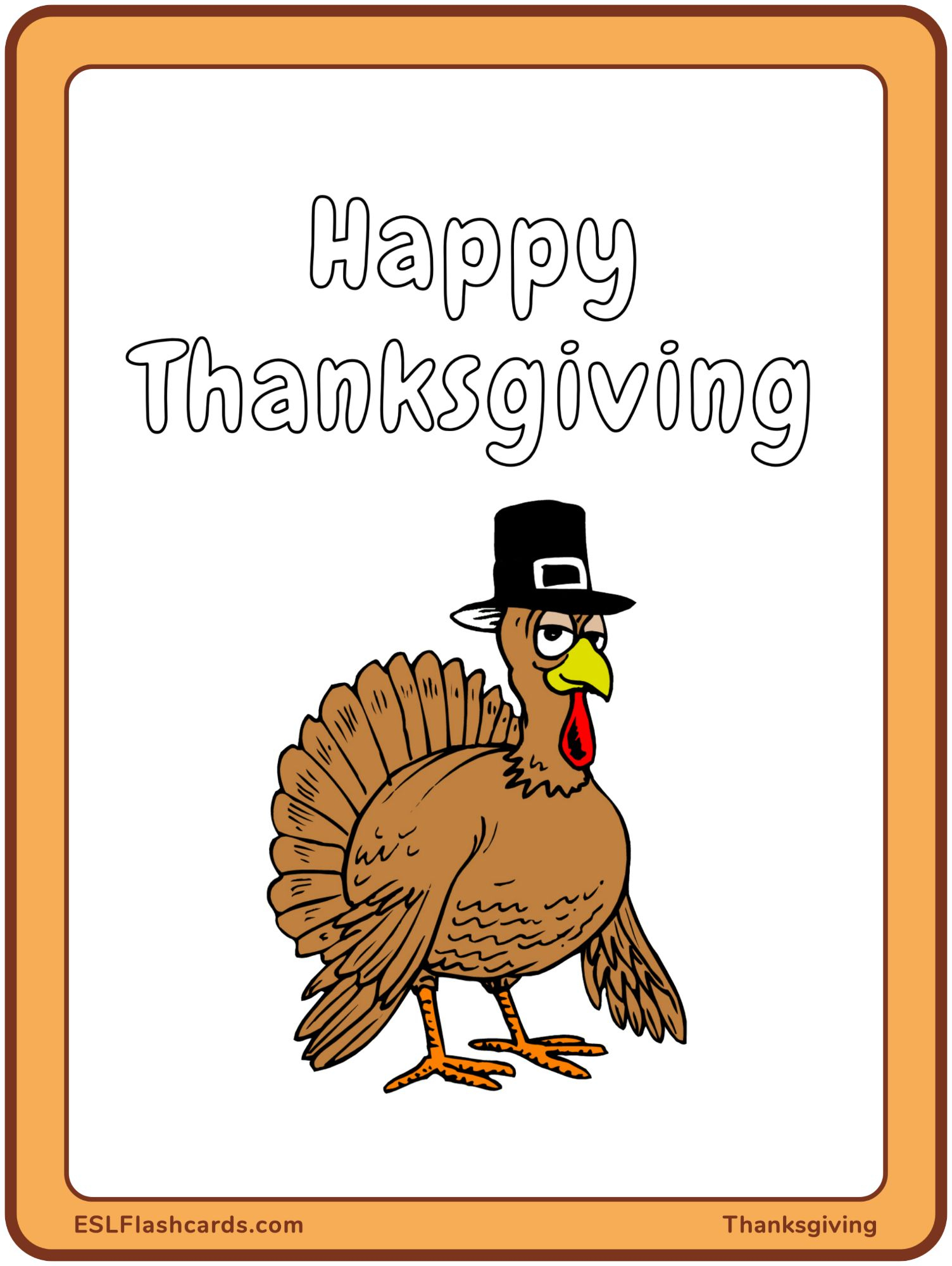 Happy Thanksgiving – Esl Flashcards with regard to Free Printable Thanksgiving Flashcards