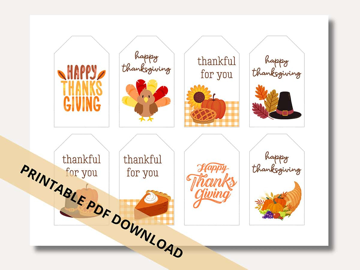 Happy Thanksgiving Gift Tags: 8 Free Printable Tags - Aubree Originals with regard to Thanksgiving Tags Free Printable