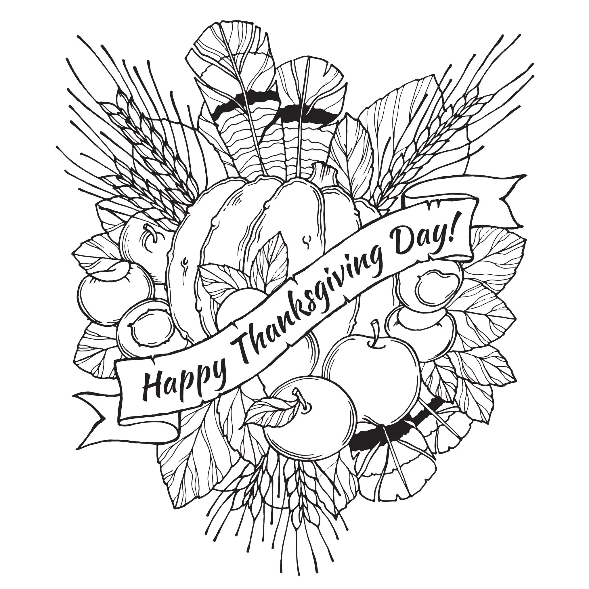 Happy Thanksgiving - Thanksgiving Coloring Pages For Adults with Happy Thanksgiving Coloring Pages Printable